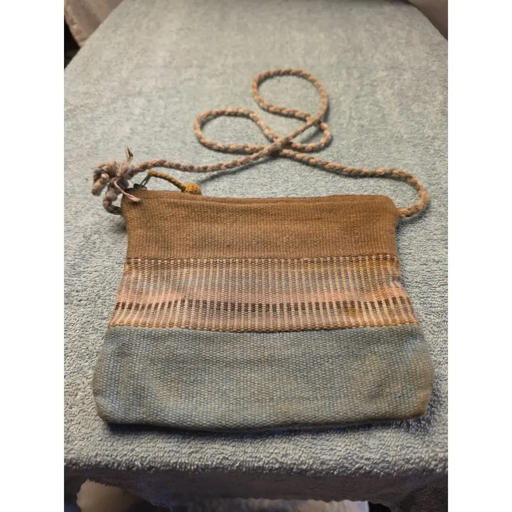 Hand Woven Nepal Crossbody Bag Boho Hippie Festival Woven Textile Purse Earthy